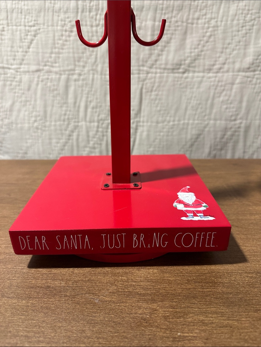 Red Holiday Mug Tree with Santa Accent by Rae Dunn